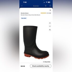 Wonder Nation Black Slip-Resistant Boots